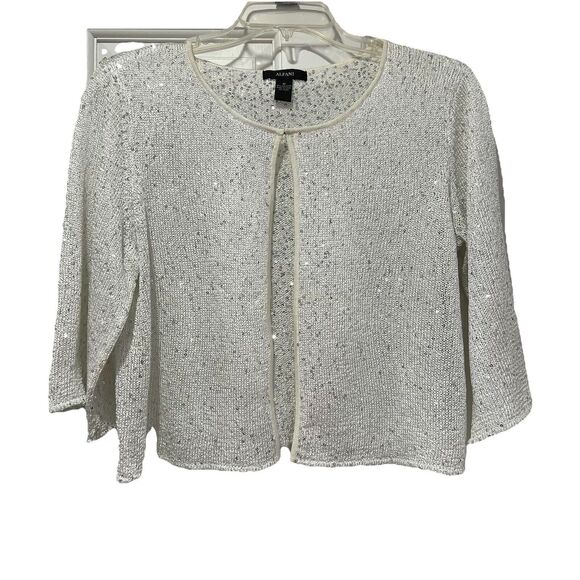 Alfani‎ Women's Sequined Crop Cardigan Party Holiday Glam Blouse Top Size Medium - Picture 1 of 5